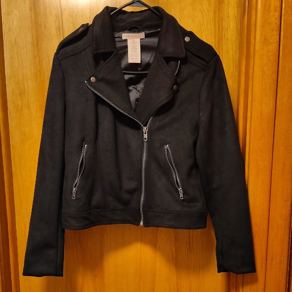 Philosophy Black Suede Moto Jacket